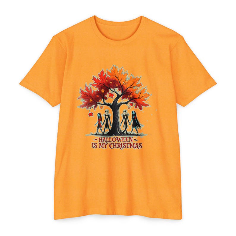 Halloween Tree T-shirt, Jack Skellington, Autumn Leaves image 6