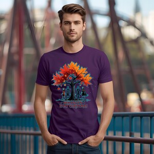 Halloween Tree T-shirt, Jack Skellington, Autumn Leaves image 7