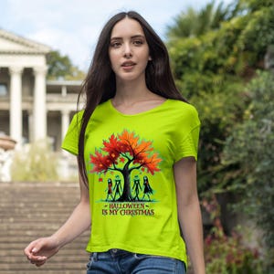 Halloween Tree T-shirt, Jack Skellington, Autumn Leaves image 8