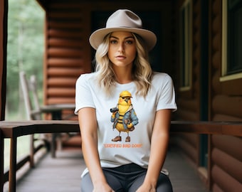 面白いバードウォッチングTシャツ：認定バードドークグラフィックTシャツ