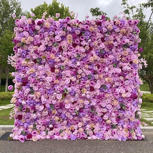 329 Realistic Wedding Backdrop Decoration Roll Up Flower Wall Art Fabric Roll-Up Artificial Flower Wall for Weddings Event Party Decor