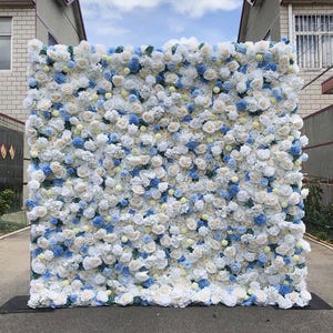 083 Wedding Decoration 3D Roll up Cloth Fake Flower Walls Panel Backdrop Pink Rose Silk Artificial Flower Wall for Wedding Party Wall