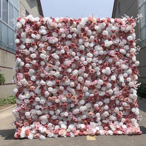236 Event Party Decor 8ft X 8ft Roll up Fabric Flower Wall Artificial Rose White Red Pink Flower Wall for Wedding Backdrop Decoration
