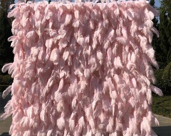164-5 8ft X 8ft Custom 3D 5D Pink White Silk Peony Rose Feather Flower Wall Backdrop Panel Wedding Decoration Artificial Flower Wall