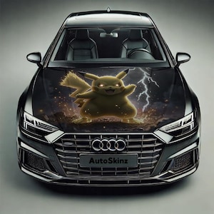 Premium Car Hood Wrap – Custom Design – Gloss/Matte Vinyl – Easy Install Pikachu