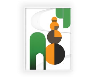 Póster de círculos y arcos geométricos abstractos