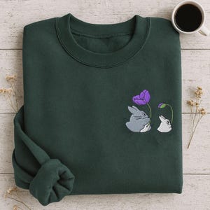 Embroidered Forest Spirits Sweatshirt: Cottagecore Anime Hoodie