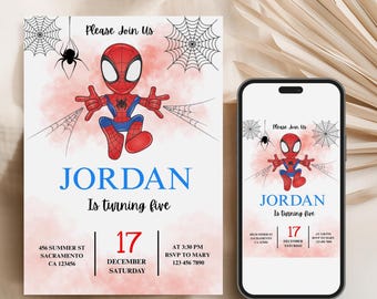 Spiderman birthday invitation, Spidey and his amazing friends birthday invitation, Customizable on Canva