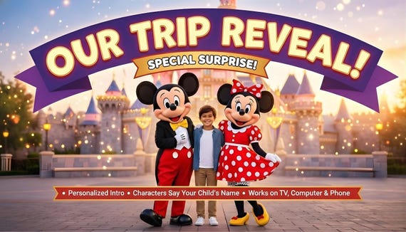 Personalized Surprise Trip Reveal Video, Custom Message from Mickey and Minnie Mouse, Christmas Surprise Trip Reveal, Magical Trip Reveal