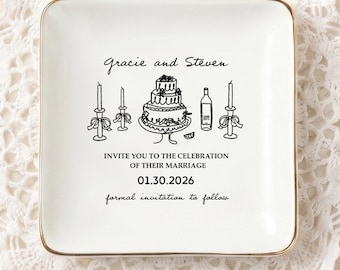 Portafedi personalizzato, vassoio portagioie in ceramica personalizzato, portagioie per fidanzamento, regalo per la festa di nozze, proposta di matrimonio, bomboniera.