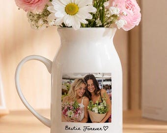 Jarrón de cerámica personalizado con foto para tu mejor amiga, regalo fotográfico para tu mejor amiga, regalo de cumpleaños para tu mejor amiga, propuesta para dama de honor, regalo de boda
