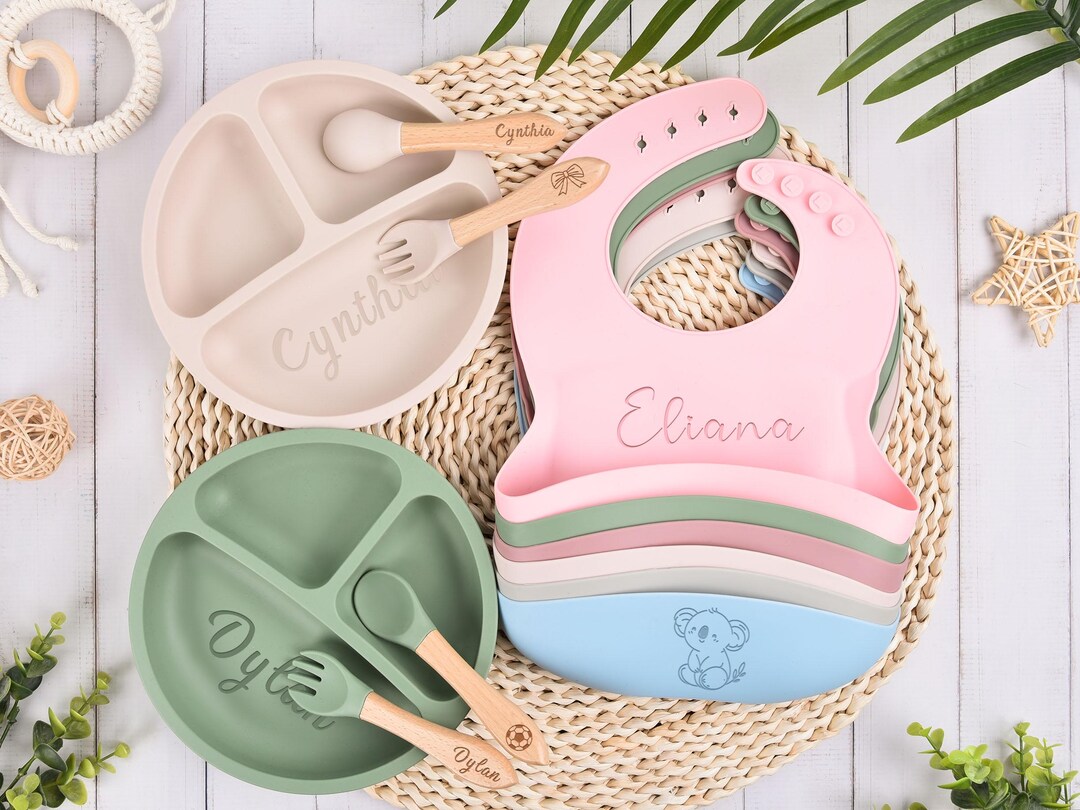 Personalized Baby Weaning Set,custom Baby Dining Set,engraved Silicone ...