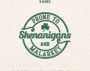 Gevoelig voor shenanigans en Malarkey-borduurontwerp St. Patrick-machinebestand DST PES