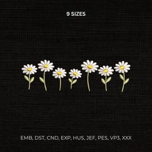 Daisy flowers Machine Embroidery Design : Floral Stitch Pattern DST PES File | Instant Download