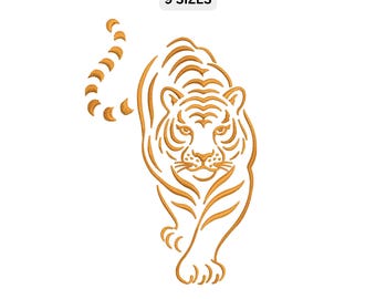 Tiger Embroidery Design File, Wild Cat Machine Stitch Pattern DST PES