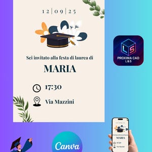 Biglietto di INVITO festa di LAUREA MINIMAL e generale - stampabile e personalizzabile -
