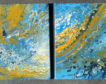 Yellow and Blue-acrylic pour painting