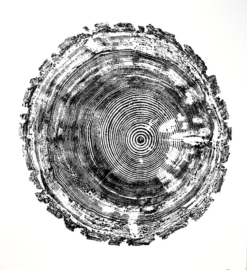 Tree Rings(black)-original Handmade Tree Ring Print - Etsy
