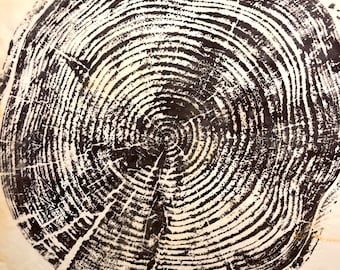 Tree Ring-Monoprint and Encaustic(Sepia)