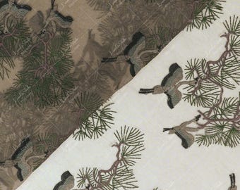 Silk Organza Embroidered Fabric, Crane Pattern Dyed Textile, Chinese Style Qipao Dress Fabric