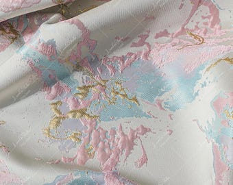 Pink Jacquard Fabric, Embossed Texture Textile, Vintage Cheongsam Coat Fabric