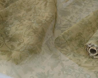 Floral Silk Organza Fabric, 100% Mulberry Silk, Sheer Yardage