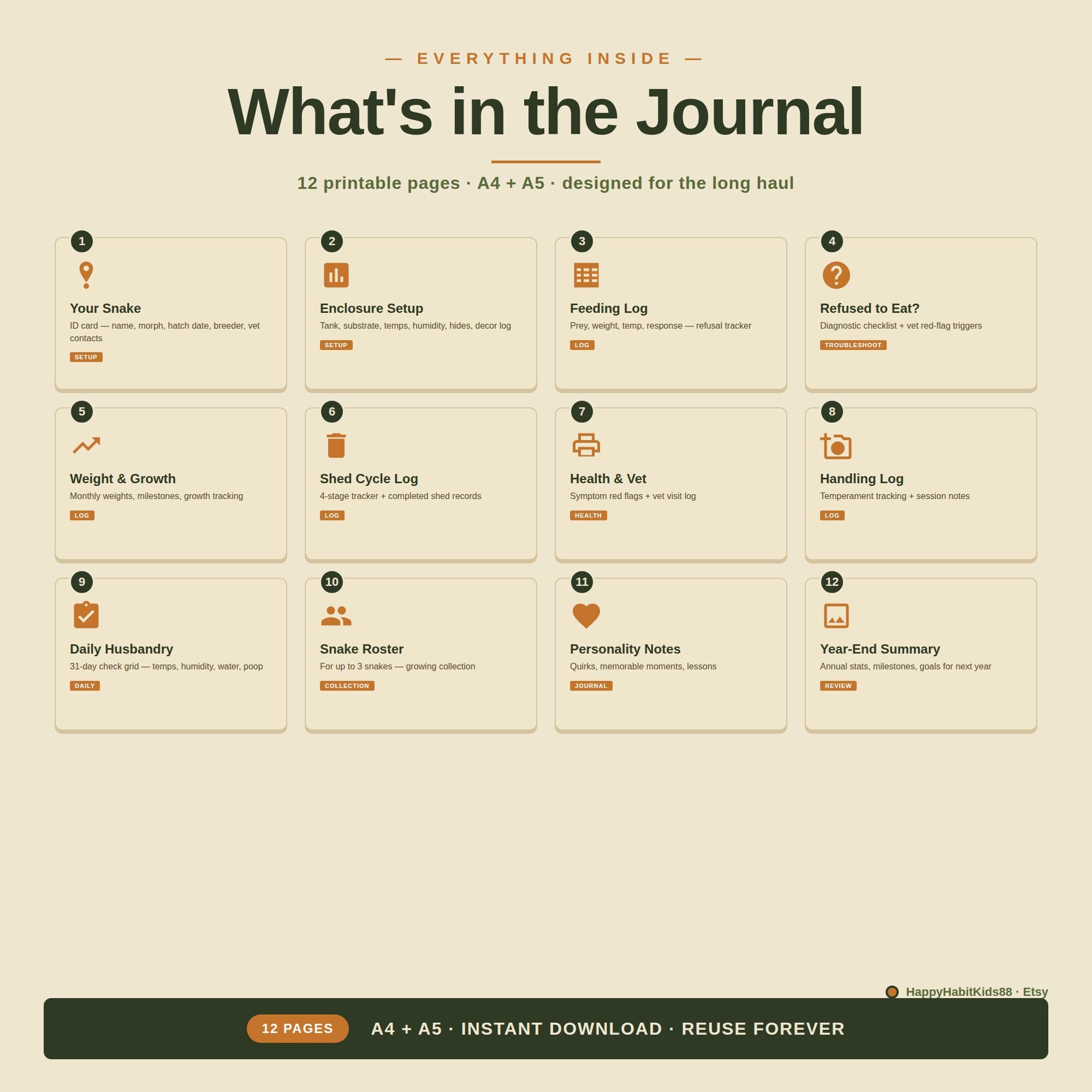 Ball Python Care Journal Printable PDF | Snake Feeding Log Tracker ...