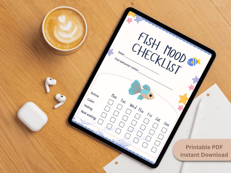 Fish Care Printable Bundle for Kids Aquarium Feeding Tracker | 5 Page ...