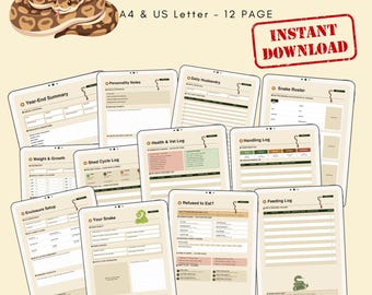 Ball Python Care Journal Printable PDF | Snake Feeding Log Tracker  Snake Logbook | A4 A5