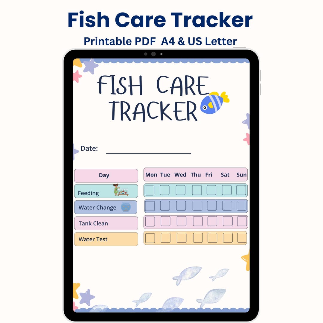 Fish Care Tracker Printable | Kids Aquarium Checklist (PDF Download)a4 ...