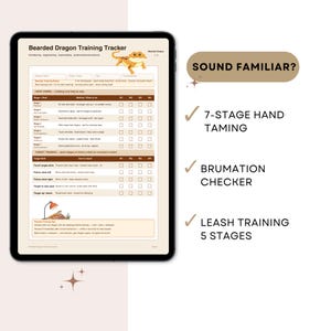 Bearded Dragon Training Tracker PDF | Beardie Hand Taming Leash Log Instant Download Kid Tracker