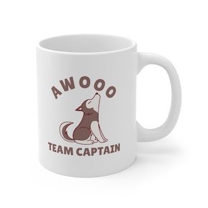 AWOOO Team Captain Husky Mug - Funny Dog Lover Gift Howling Husky Coffee Cup Husky Mom Dad Mug Siberian Husky Owner Gift