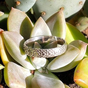 Dragon Scale Ring - 925 Sterling Silver Textured Band | Unisex Minimalist Statement Ring | Fantasy Jewelry