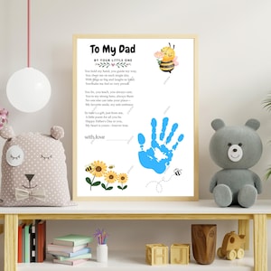 Regalo para el Día del Padre, Poema imprimible con huella de mano para el Día del Padre, Regalo para papá de un niño, Descarga instantánea, Carta A4 de EE. UU., Manualidad de recuerdo con huella de mano.