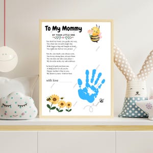 Presente para o dia das mães, poema para impressão de mão para o dia das mães, presente para a mãe de uma criança, download instantâneo de carta dos EUA A4, artesanato de lembrança, impressão de mão DIY