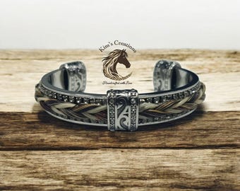 Custom Horsehair Bracelet/Cuff/Rhinestones