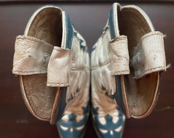 Vintage Kids Leather Cowboy Boots Size 10 Children's