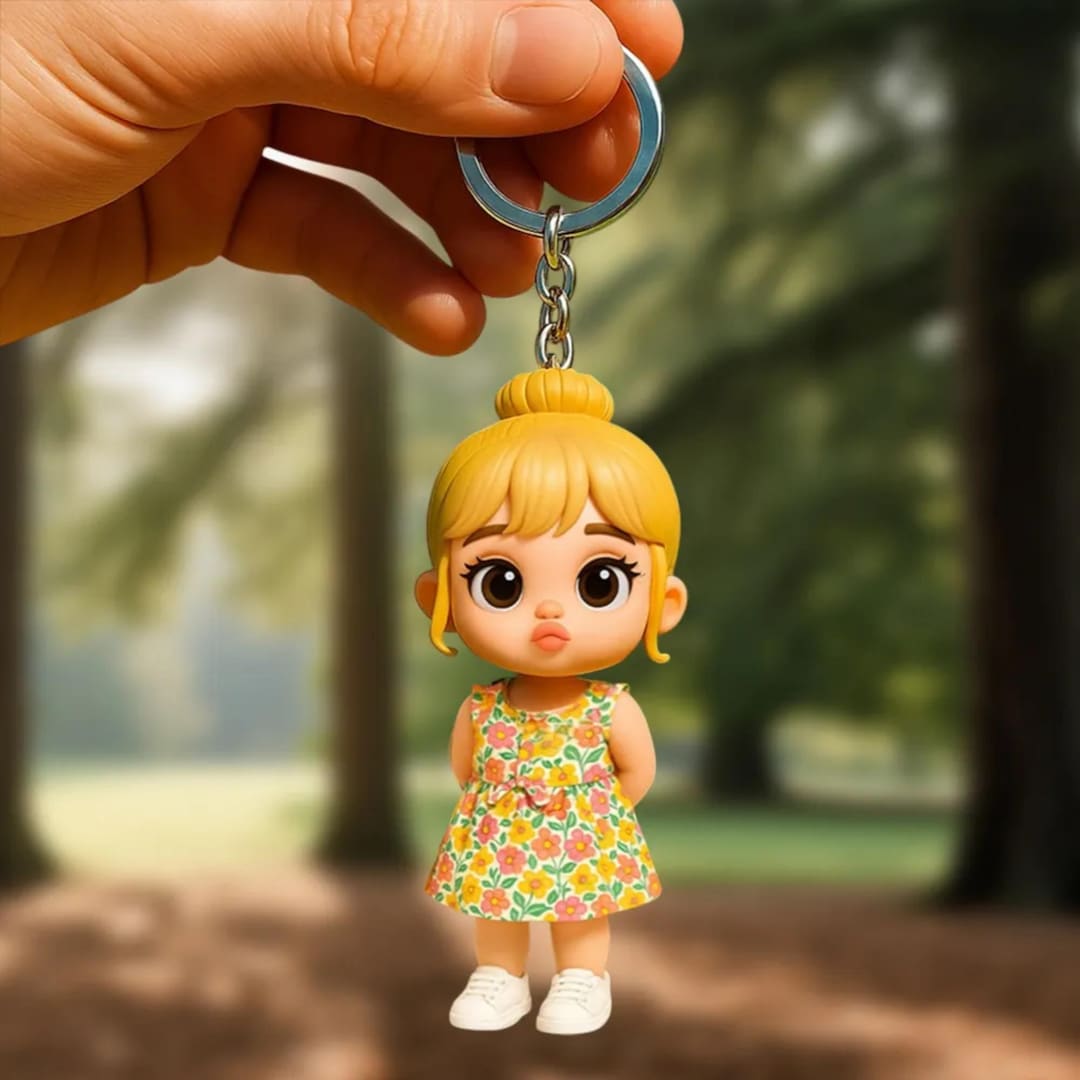 Customizable Figure Keychains Custom Photo 3D Mini Figure Keychain | Personalized Couple Cartoon Doll ...