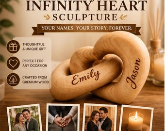 Personalized Wooden Heart with Custom Names, Custom Couple Gift, Anniversary Present, Wedding Gift, Valentine's Day Gift