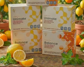 Unicity Balance Pack of 5 (3 Lemon Ginger Unimate) (2 Orange Balance) Energy Digestive Support Detox Wellness Combo