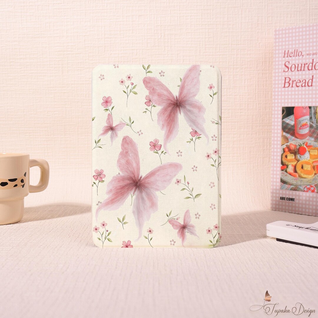 Pink Butterfly E-readers Case With Hand Strap for Paperwhite 10/11/12 ...