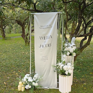 Cartelli personalizzati in lino per matrimonio, cartello di benvenuto personalizzato per matrimonio, cartello in tessuto per matrimonio, cartello per festa di fidanzamento, cartello per baby shower, cartelli per matrimonio con vernice