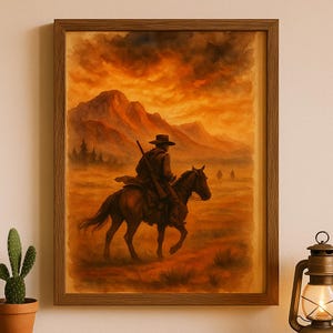Red Dead Redemption 2 Digital Poster | Cowboy Watercolor Wall Art | Western Horse Rider Print | RDR2 Gaming Decor | Digital Download