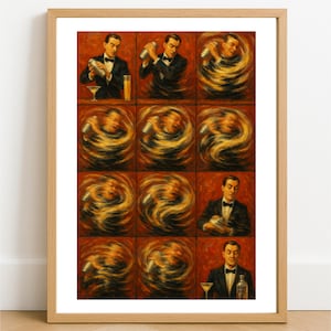 Barman Wall Art Print, decor cocktailbar, martini-poster, Guy Buffet-kunst, kunst aan de muur thuisbar, vintage print mixologie, martini-kunstwerk