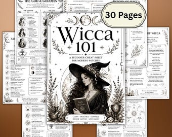 Wicca 101 Beginner Guide | Wiccan Beliefs | Book of Shadows Pages | Digital Download