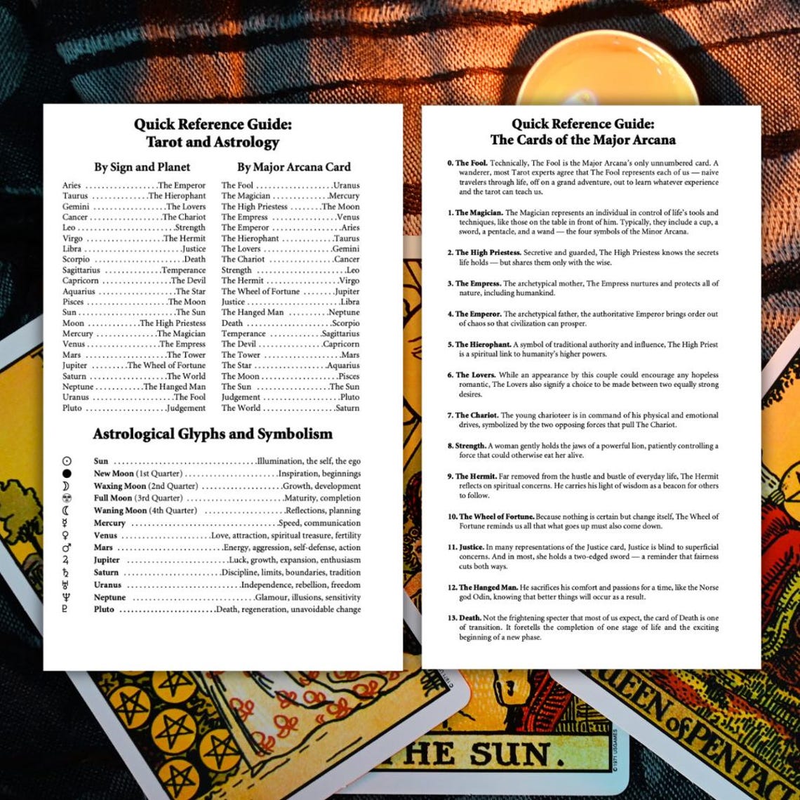 Tarot Reference Guide Tarot Symbol Meanings Guide, Tarot Cheat Sheets (PDF) - Etsy