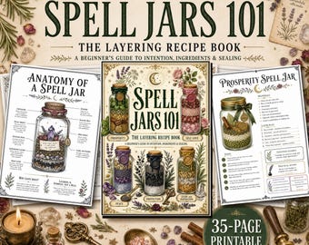Spell Jars 101 | Beginner Witch Guide | Book of Shadows Pages | Digital Download PDF