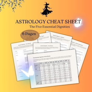 Astrology Cheat Sheet, Basics of Astrology,The Five Essential Dignities, Printable Astrology Guide, Traditional Astrology Reference