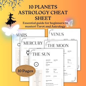 10 Planeten Astrologie Spickzettel, Grundlagen der Astrologie druckbare Seiten, Hexerei Grimoire
