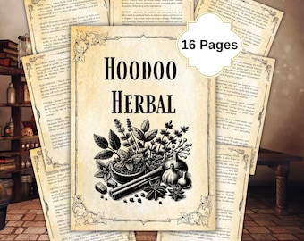 A-Z Hoodoo Herbal List, Witchcraft, Book of Shadows, Grimoire Pages, Beginner Witch Kit